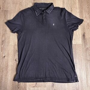 John Varvatos Polo Shirt Mens XL Fade Black Embroidered Peace Golf Casual Cotton